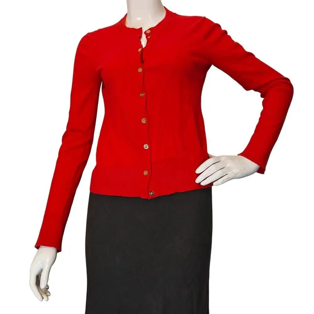 J.Crew Red Cotton Button Front Cardigan Sweater Size Small